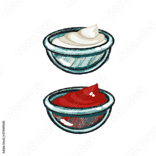 Sauce sour cream mayonnaise and ketchup for dressing