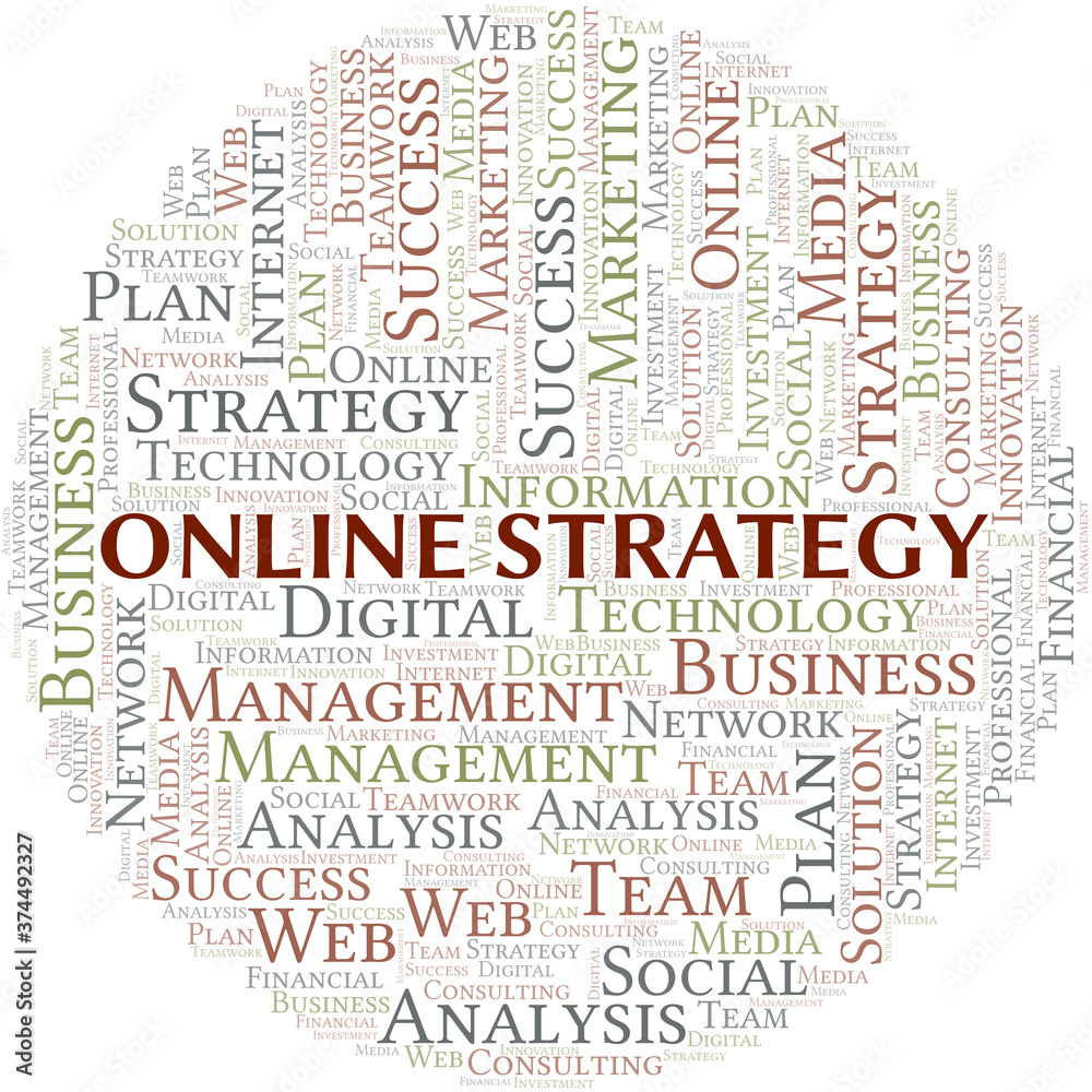 Online Strategy word cloud create with text only.