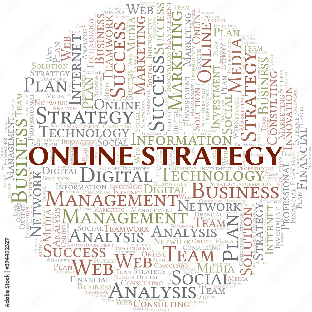 Online Strategy word cloud create with text only. Online Strategy word cloud create with text only.