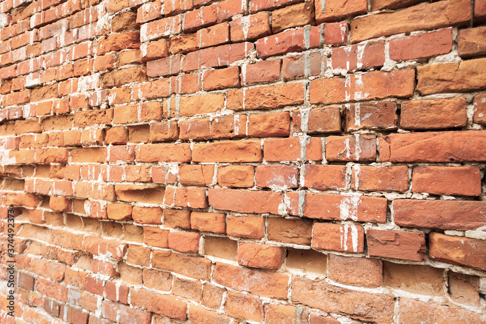 Obraz premium Grunge red brick wall background with copy space
