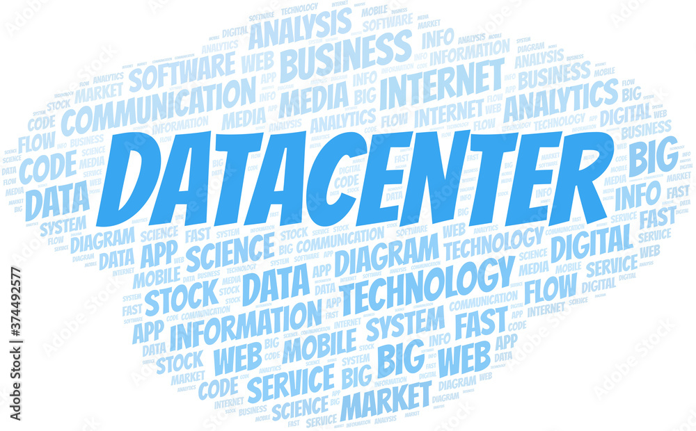 Datacenter vector word cloud, made with text only. Datacenter vector word cloud, made with text only.