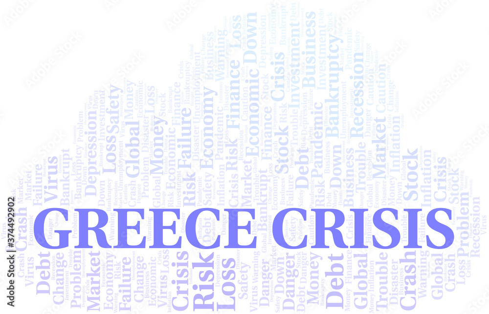 Obraz premium Greece Crisis word cloud create with text only.