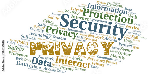 Privacy vector word cloud, made with text only.