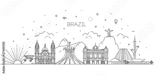 Brazil architecture vector line skyline