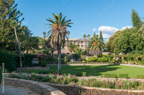 Gardens at the historic parliament building in Windhoek photo