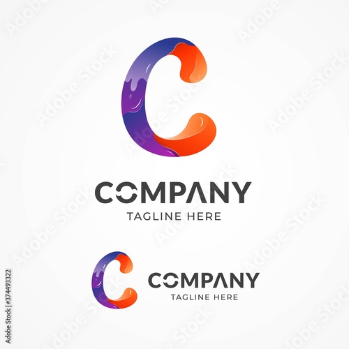 letters c logo template colorful