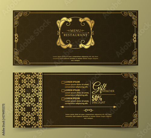 Menu restaurant luxury gift voucher design template