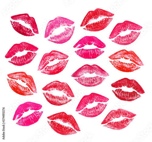 Set of beautiful red lips