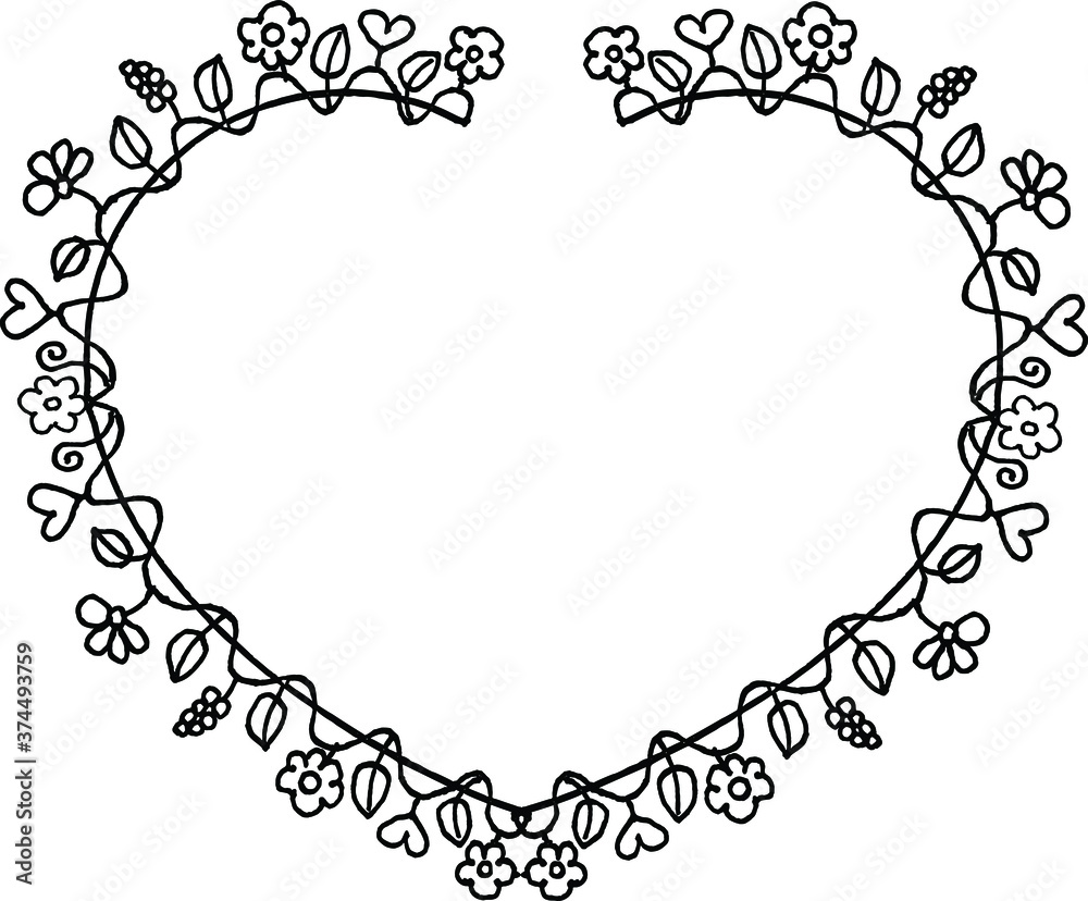 vector-heart-shape-flower-border-design-stock-vector-adobe-stock