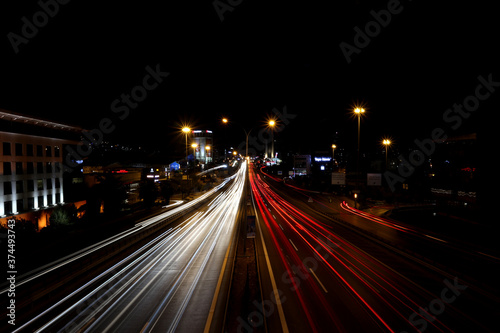 Long time exposure of an inner-city highway in Istanbul, Turkey