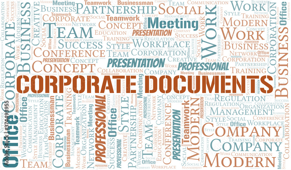 Corporate Documents vector word cloud, made with text only.