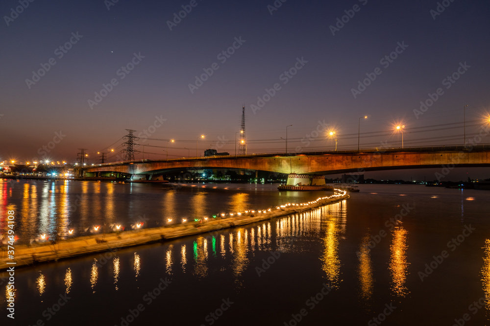 Rama VI Bridge Evening along the Chao Phraya River, Bangkok, important photo spots