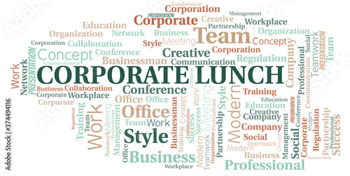 Corporate Lunch vector word cloud, made with text only.