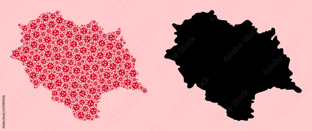 Vector Collage Map of Himachal Pradesh State of SARS Virus Icons and Solid Map