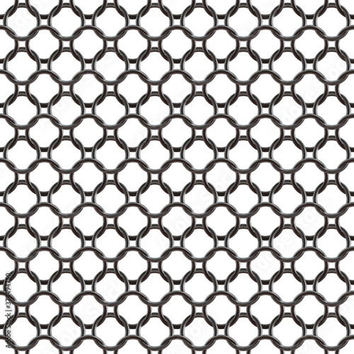 Seamless metal grid. Isolated on white background.