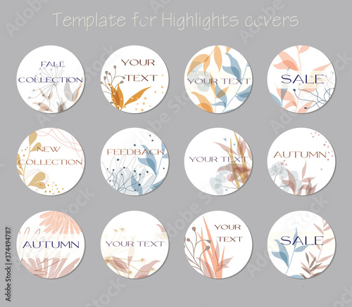Set of vector highlight covers. Abstract backgrounds.