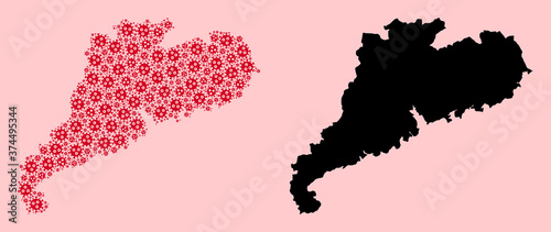 Vector Collage Map of Guangdong Province of Coronavirus Particles and Solid Map photo