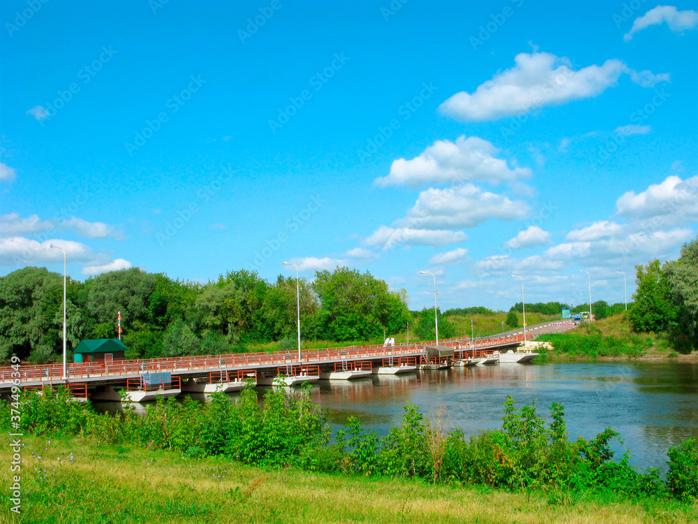 Pontoon bridge across the river