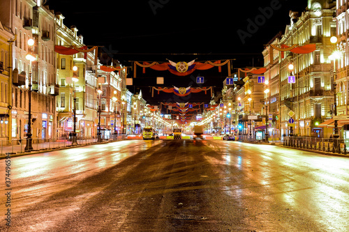 Nevsky Prospect night with lightsSaint Petersburg