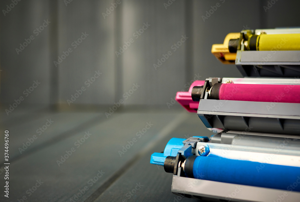 Color toner cartridges for color laser printer - obrazy, fototapety, plakaty 