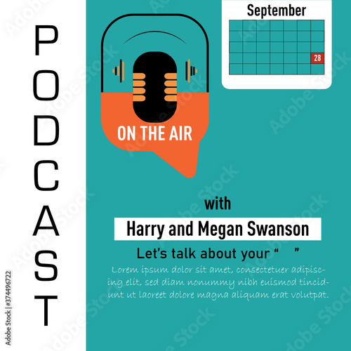 Template. Podcast branding design. Podcast concept template. 