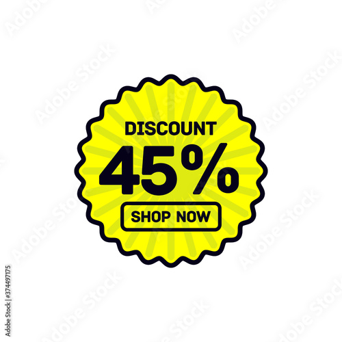 45 percent discount abstract yellow vector eps