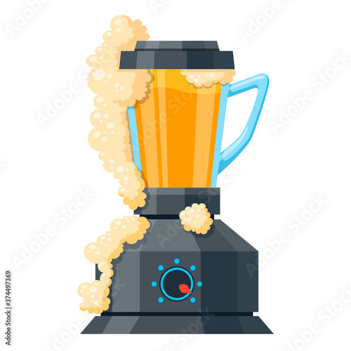 Mixer spoiled. Kitchen blender with pitcher burned out. Damaged household equipment.