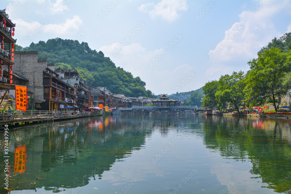 Fototapeta premium Fenghuang Ancient City Summer Scenery, Xiangxi, Hunan, China