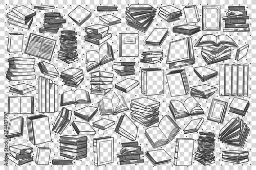 Bookstore doodle set