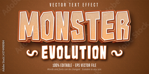 Monster evolution text, cartoon style editable text effect