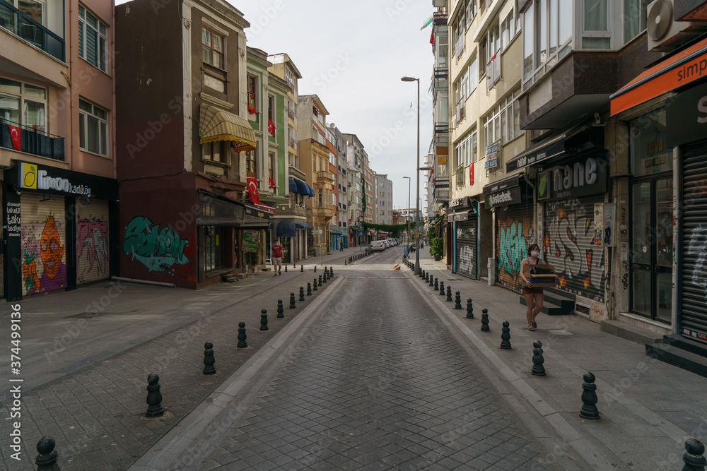 An empty street during coronavirus lockdown in Istanbul, Turkey