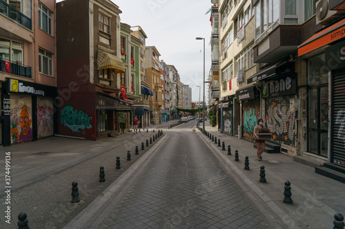 An empty street during coronavirus lockdown in Istanbul, Turkey