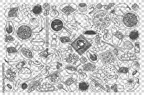 Chinese food doodle set