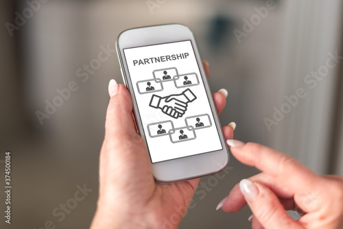 Business partnership concept on a smartphone