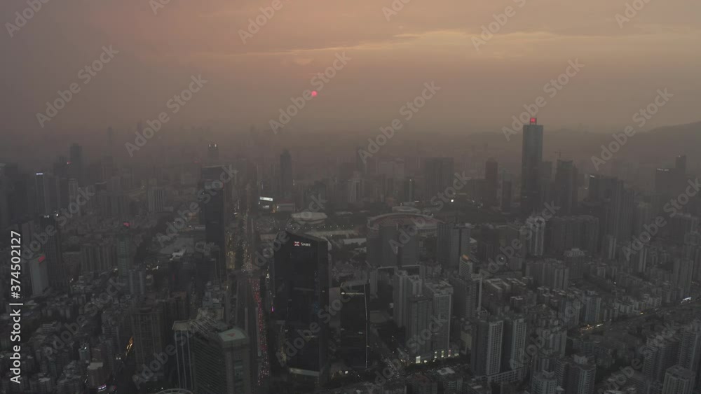 Dense fog in Guangzhou during sunset Dense fog in Guangzhou during sunset