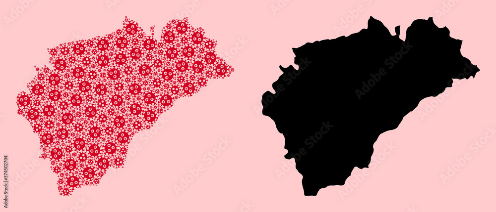 Vector Mosaic Map of Segovia Province of Virus Icons and Solid Map