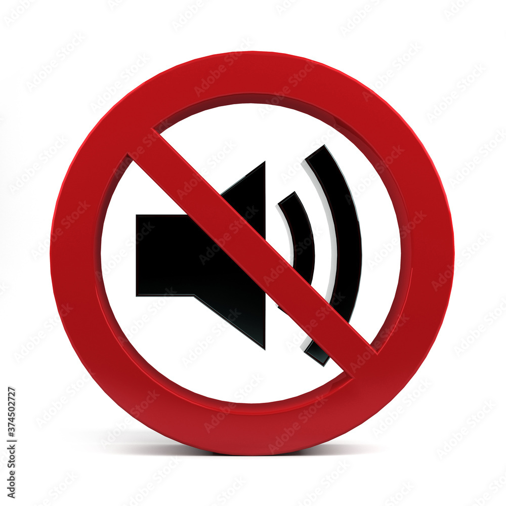 No Voice Sign, isolated on white background. 3D rendering. No Voice Sign, isolated on white background. 3D rendering.