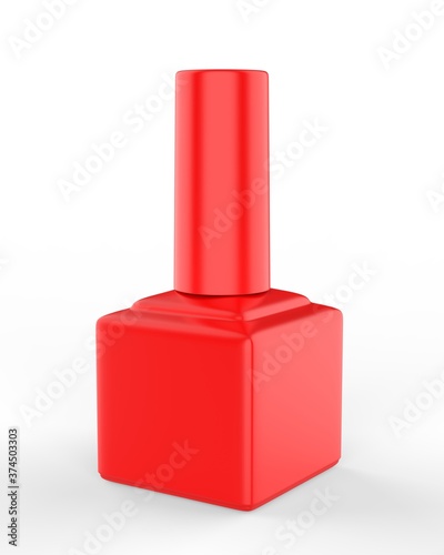 Blank nail polish bottle for mockup design and branding presentation, 3d render illustration.