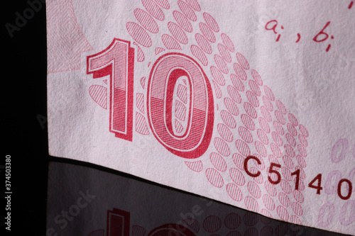 close-up Turkish banknotes detail background