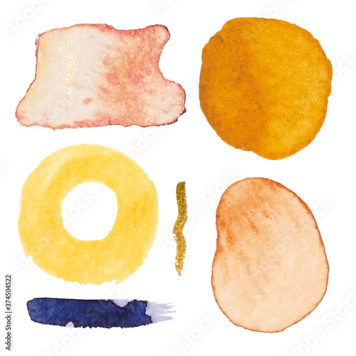 Abstract modern watercolor brush. Colorful watercolor Illustration isolated on white background. Wedding card. Minimal business card, poster, logo.