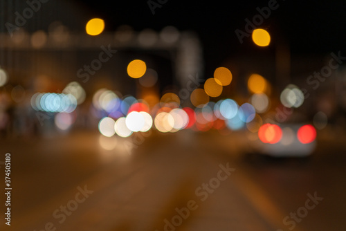 Night city street lights background and street lights blur bokeh 