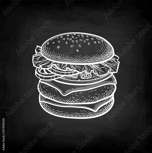 Chalk sketch of hamburger.