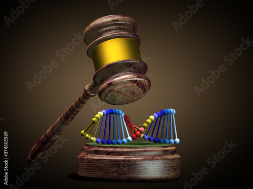 Fotografi Judge's hammer and human DNA