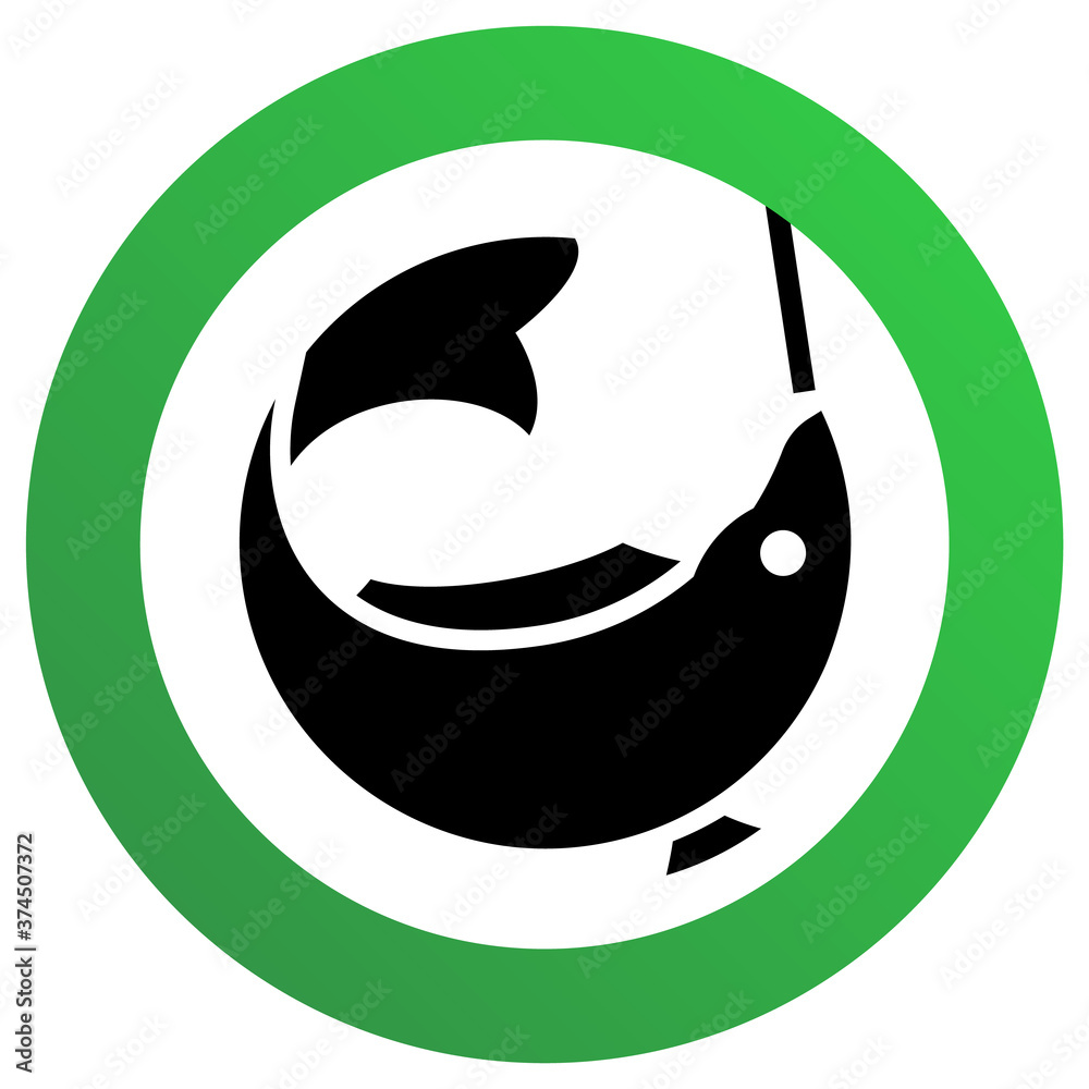 Fishing allowed sign, modern round sticker, vector illustration Fishing allowed sign, modern round sticker, vector illustration