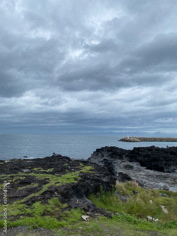storm clouds over the sea : jeju island
