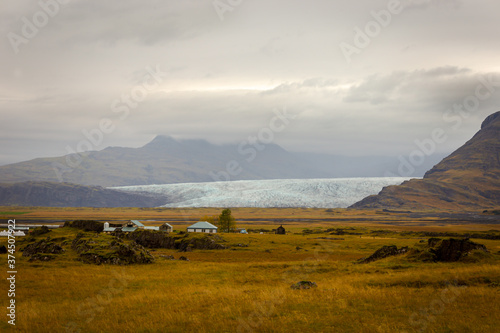 Landscape of glacier . SuðUrlandsvegur,  in Sveitarfélagið hornafjörður, at South region (ICELAND) photo