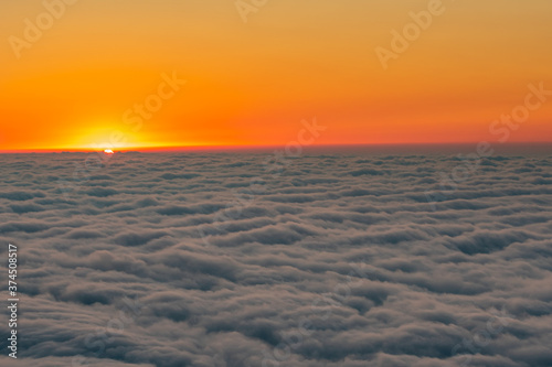 Beautiful view of sunset from Gomismta mountiain. Up in the air