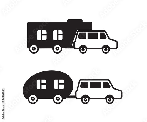 Mobile home on a white background. Symbol. Vector illustration. © alina_polina