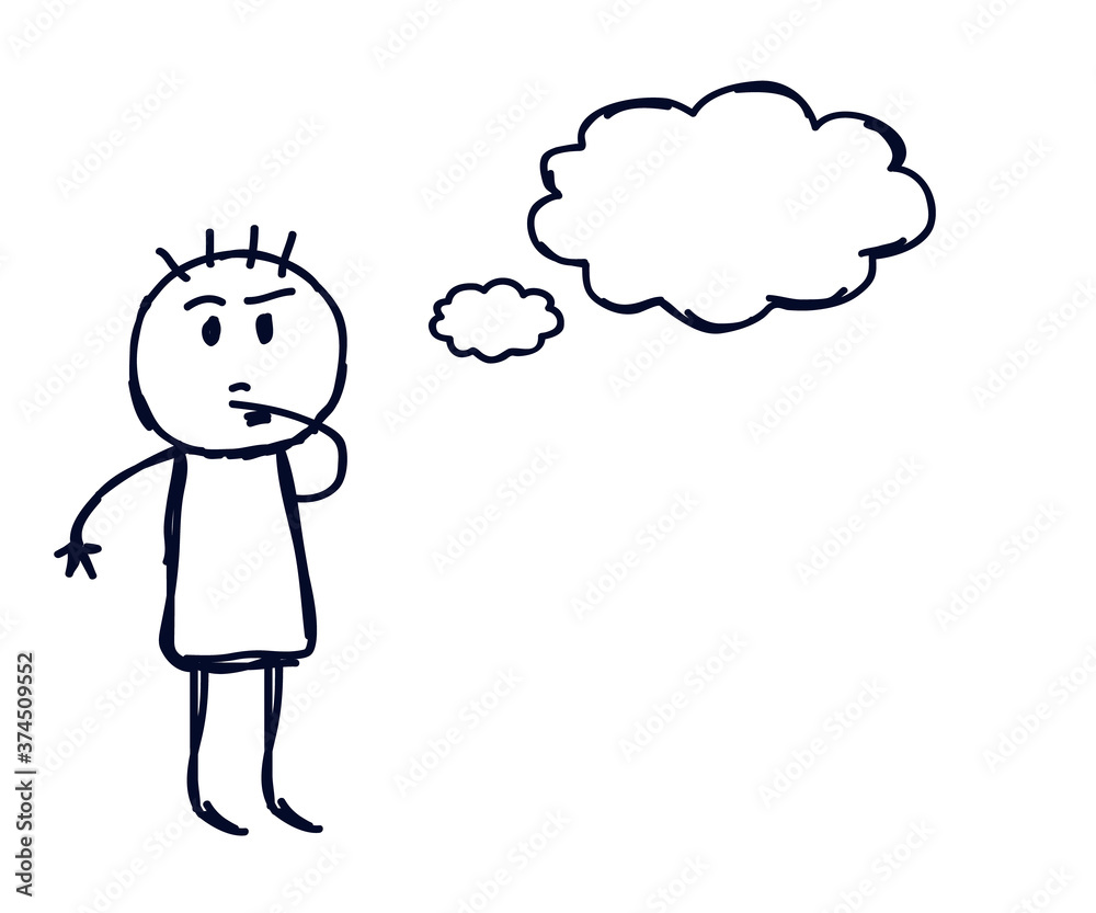 Man thinks on a white background. Sketch. Vector illustration. Man thinks on a white background. Sketch. Vector illustration.