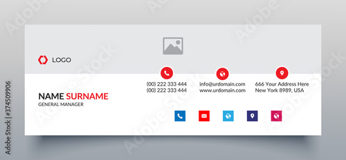 Email signature template with an author photo place minimal layout design